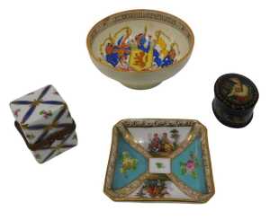 A 20thC Dumont French enamel porcelain miniature perfume bottle box, of rectangular form,...