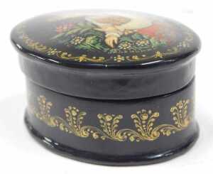 A 20thC Dumont French enamel porcelain miniature perfume bottle box, of rectangular form,... - 7