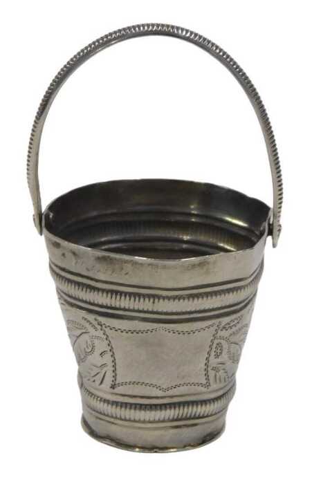 A late 19th/early 20thC miniature model of a bucket, of shaped circular form, chased with...