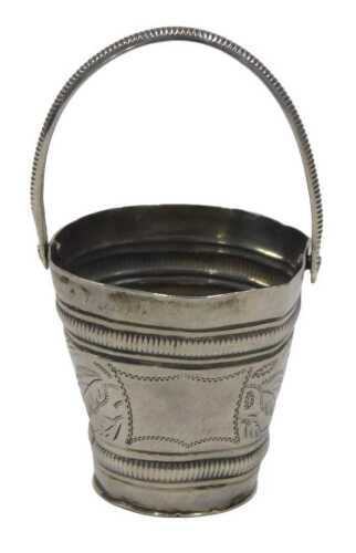 A late 19th/early 20thC miniature model of a bucket, of shaped circular form, chased with...