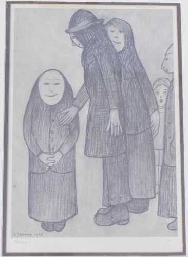 Laurence Stephen Lowry (1887-1976). Family Discussion, limited edition monochrome print 292/850,...