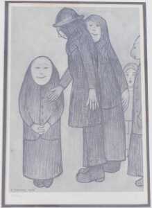 Laurence Stephen Lowry (1887-1976). Family Discussion, limited edition monochrome print 292/850,...