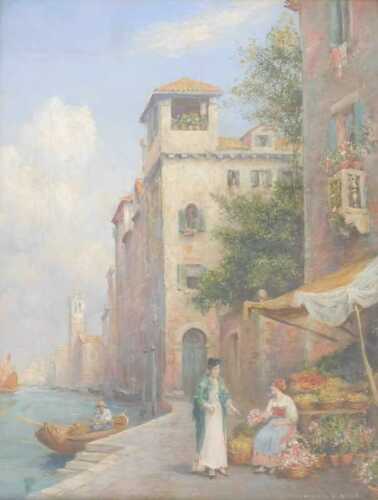 Arthur Trevor Haddon (1864-1941). Flower seller, oil on canvas, signed, 44cm x 24cm.