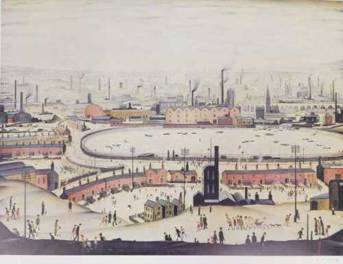 Laurence Stephen Lowry (1887-1976). The Pond, artist signed coloured print, 45cm x 58cm.