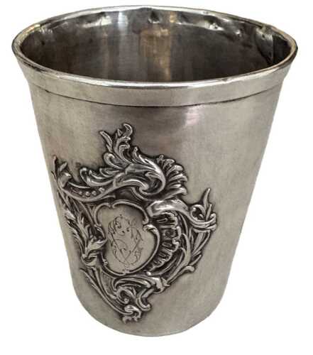 A silver plated beaker