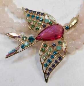 A Philippe Ferrandis of Paris costume jewellery necklace, of three layered rose quartz design,... - 2