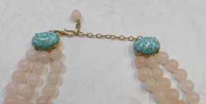 A Philippe Ferrandis of Paris costume jewellery necklace, of three layered rose quartz design,... - 3