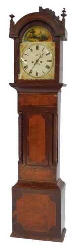 A 19thC mahogany and oak longcase clock, with a Roman numeric dial, eight day movement with...