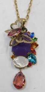 A Philippe Ferrandis of Paris costume necklace, of a butterfly on gems, limited edition number... - 2