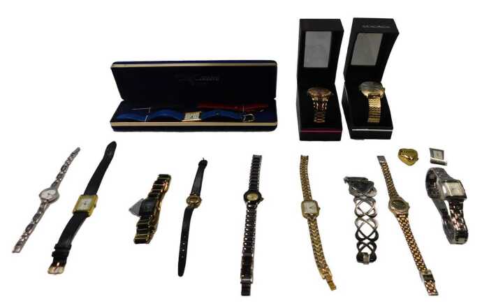 A group of assorted wristwatch, to include Oleg Cassini, Rado, Lacoste, Seksy, Sekonda, and...