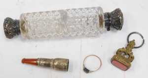Victorian and later wares, comprising a double ended cut glass and white metal scent bottle,... - 2