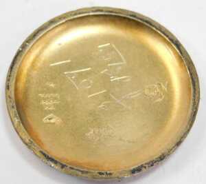 An Argent Dore late 19th/early 20thC enamel fob watch, with red enamel half Hunter face and back,... - 4