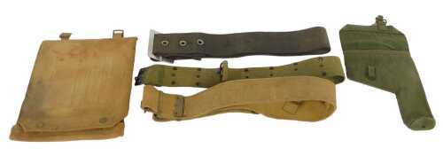 A British Military Second World War type green canvas holster, a British Military Second World...