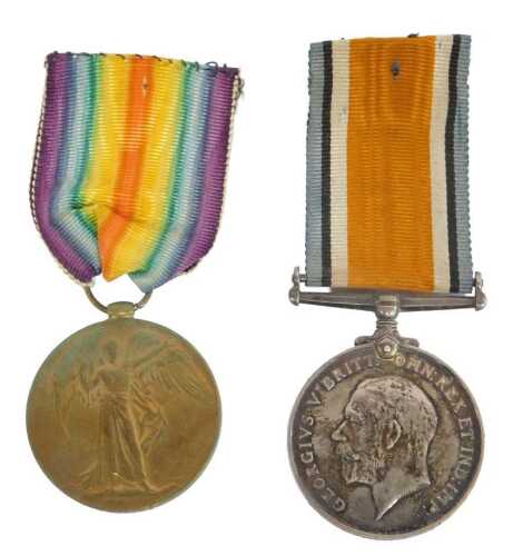 Two First World War medals, named to a G-0168 Sergeant RA Kitching, The Queen's Regiment, to...