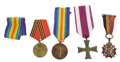 Various European War medals, to include the French World War I Victory medal, the Polish Cross...