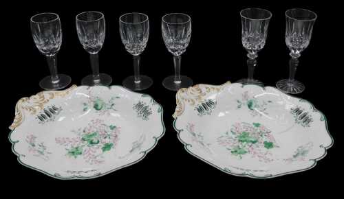 A set of four Waterford Kildare pattern claret glasses, and two others, together with a pair of...
