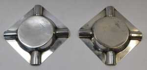 Two Elizabeth II silver ashtrays, of square canted form, each with engine-turned decoration,... - 3