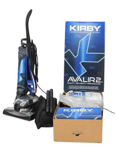 A Kirby Avalir 2 vacuum cleaner, with accessories.