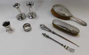 A group of small silver and silver-mounted items, including a silver-mounted hairbrush and... - 2