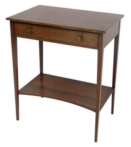 An Edwardian mahogany and satinwood cross banded side table, the rectangular top with a frieze...