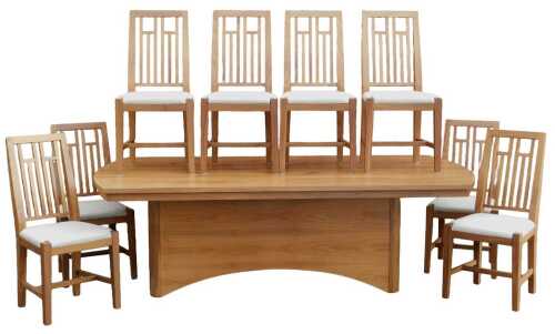 A Bespoke handmade modern maple finished dining suite by Millside Kitchens and Furniture,...