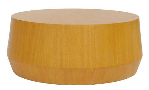 A light oak circular drum shaped coffee table, 36cm high, 77cm diameter.