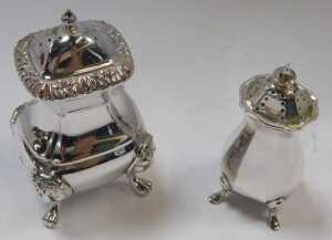 A George VI silver pepper pot, of faceted tapering form, raised on hoof feet, Birmingham 1948, 1.... - 2