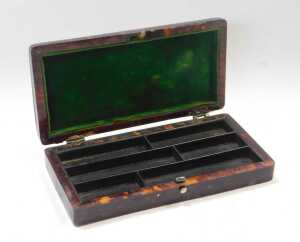 A tortoiseshell and silver-mounted dressing table box, titled Needles & Pins, with hinged lid,... - 3