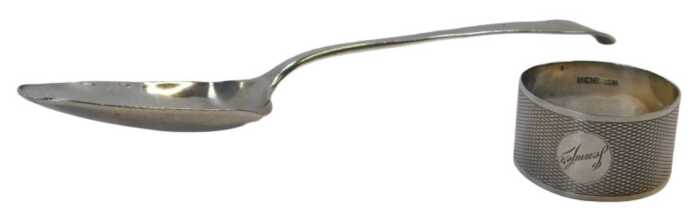 A George III silver Old English pattern tablespoon, London 1802, together with an Edward VII...