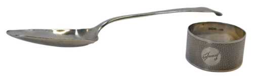 A George III silver Old English pattern tablespoon, London 1802, together with an Edward VII...
