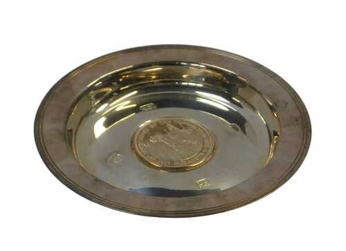 An Elizabeth II silver commemorative dish, made to celebrate the Anniversary of the Coronation...