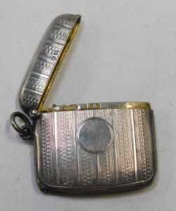 A George V silver Vesta case, with engine-turned decoration and a vacant circular cartouche,... - 3