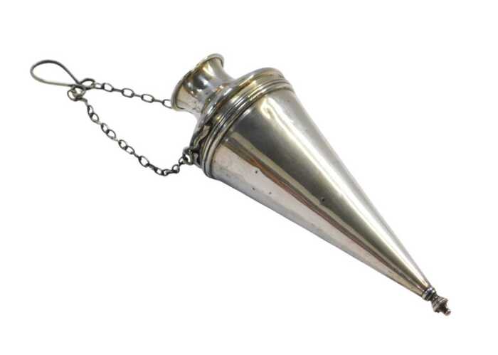 A George V silver posy holder, with a hanging chain suspension, of tapering form, Birmingham...