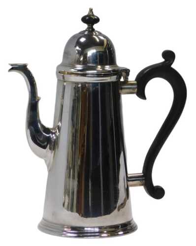An Elizabeth II silver coffee pot, of tapering form, Sterling Silverware Ltd, Sheffield 1977, 23....