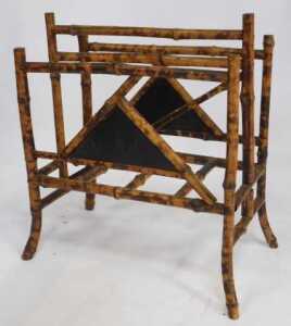 A pair of Victorian bamboo and rattan conservatory chairs, together with a bamboo and Japanned... - 5