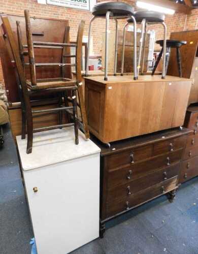 Furniture, to include a white finished hall cupboard, single door opening to reveal shelves to...