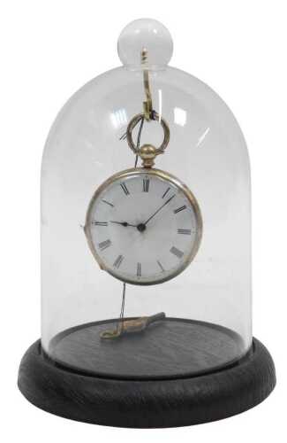 An early 20thC travel pocket watch and case, the white enamel Roman numeric dial with a light...