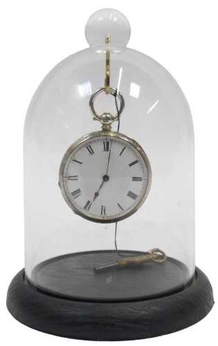 A Victorian pocket watch, in travel case, the pocket watch with white enamel Roman numeric dial...