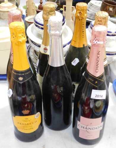 Champagne and prosecco, to include Louis Dubrince, Chandon Rose, etc. (7)