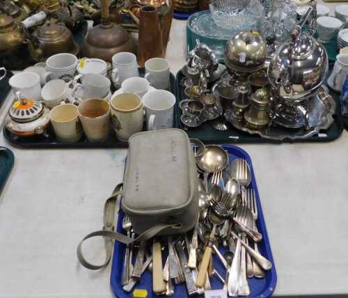 Metalware, to include flatware, knives, forks, spoons, etc., other metalware to include large...