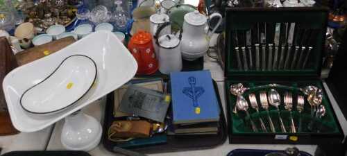 Household items, to include a canteen of plated cutlery, books to include Britain's Glorious...