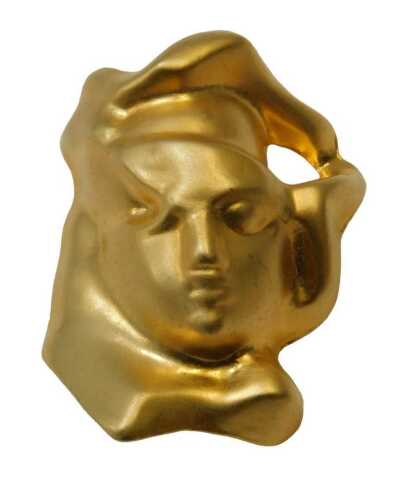 An Eau du Soir brushed gold coloured multi face brooch, stamped to the reverse, 4cm high, 2.5cm...