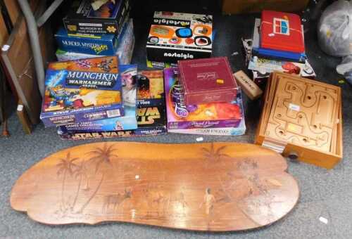 Games, including Munchkin 40,000, Star Wars Saga Edition chess set, Inspector McClue, Death to...