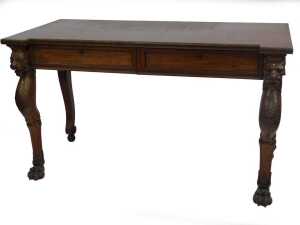 A fine Regency mahogany serving table in the manner of George Smith, with a decoratively figured...