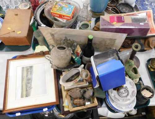 Household items, brassware including two aeroplanes, a stainless steel Zenta gentleman's watch,...