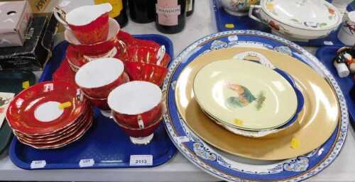 Ceramics, to include a Royal Standard red and gilt decorated part tea service, including saucers,...