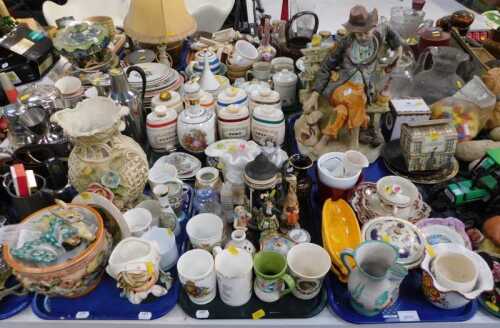 Ceramics, to include Royal memorabilia mugs, stein, large vase, planter, a selection of spirit...