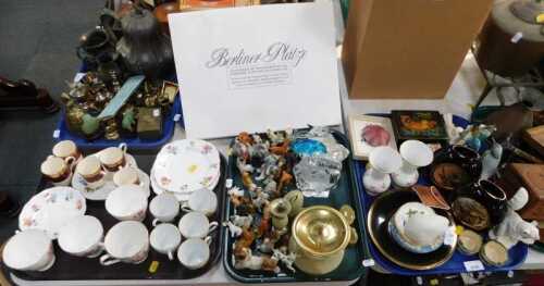 Ceramics, to include Chokin vases, Kaiser figure of a squirrel and a bird, small ceramic animal...
