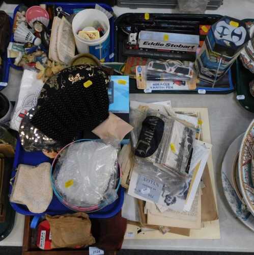 Household items, to include model cars, model lorries, barges, set of 3D glasses, Miracle Vanish...