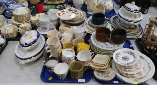 Ceramics, including a blue, white and gilt part dinner service, to include tureens, lidded and...